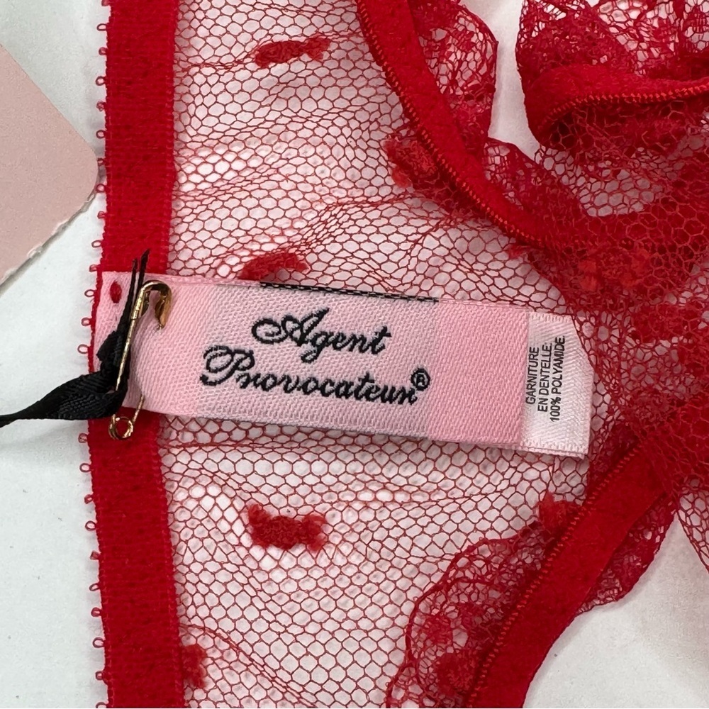 NWT AGENT PROVOCATEUR Madelina Red Lace Sheer Thong in AP Size 4 (US 8) - Picture 9 of 13